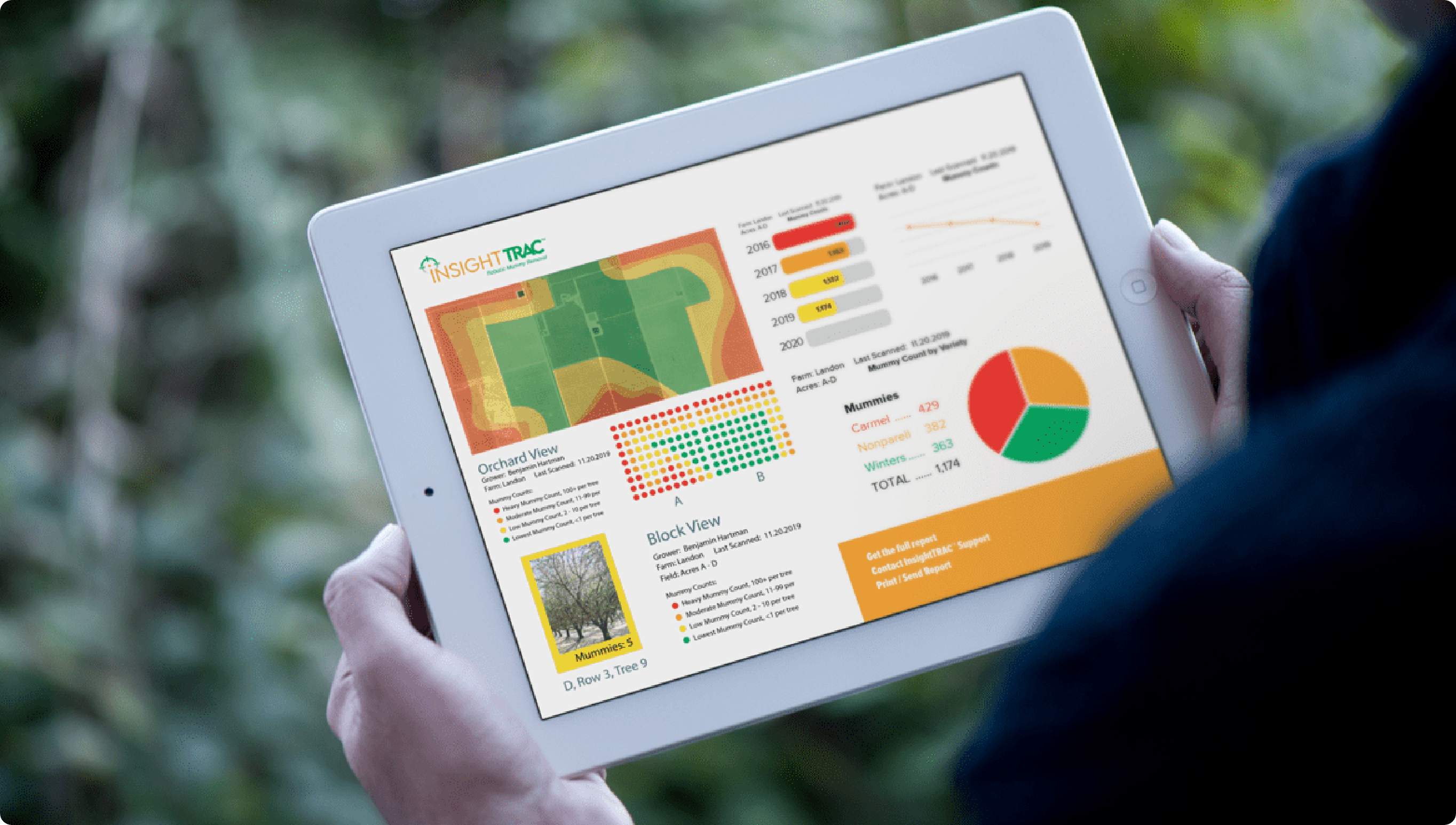 Mask Group 1@2x Almond grower looking at orchard data on ipad